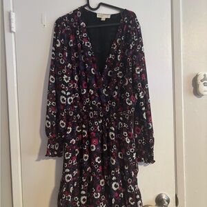 MICHAEL Michael Kors Black and Red Bishop Sleeve Dress